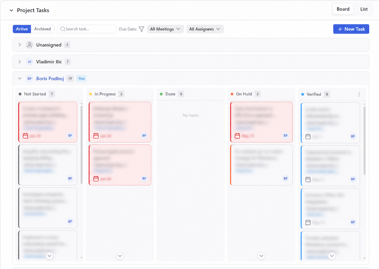 Minuteory task extraction showing RACI owner assignment from meeting transcript