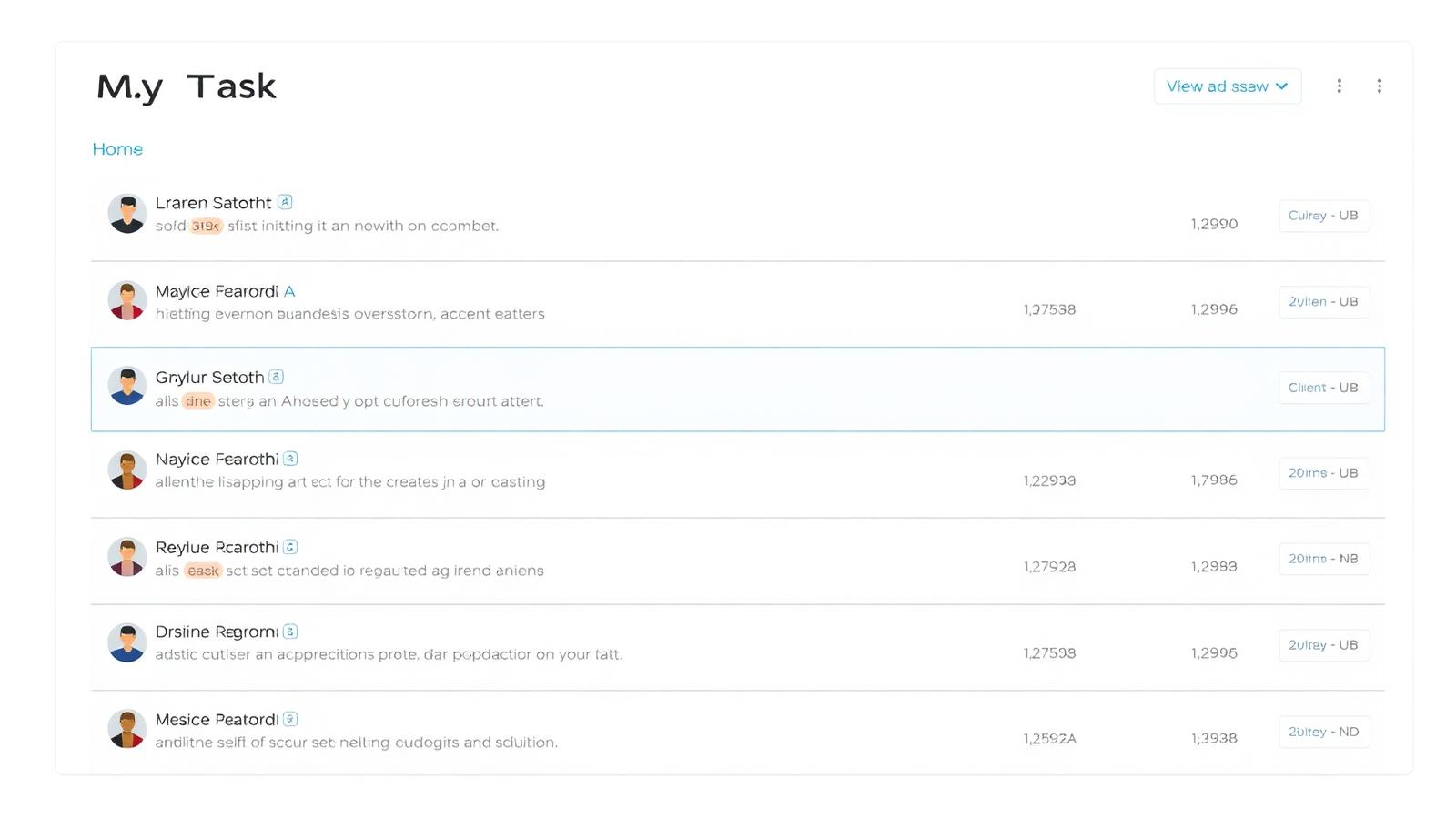 single view of open meeting tasks across multiple client organizations with named owners