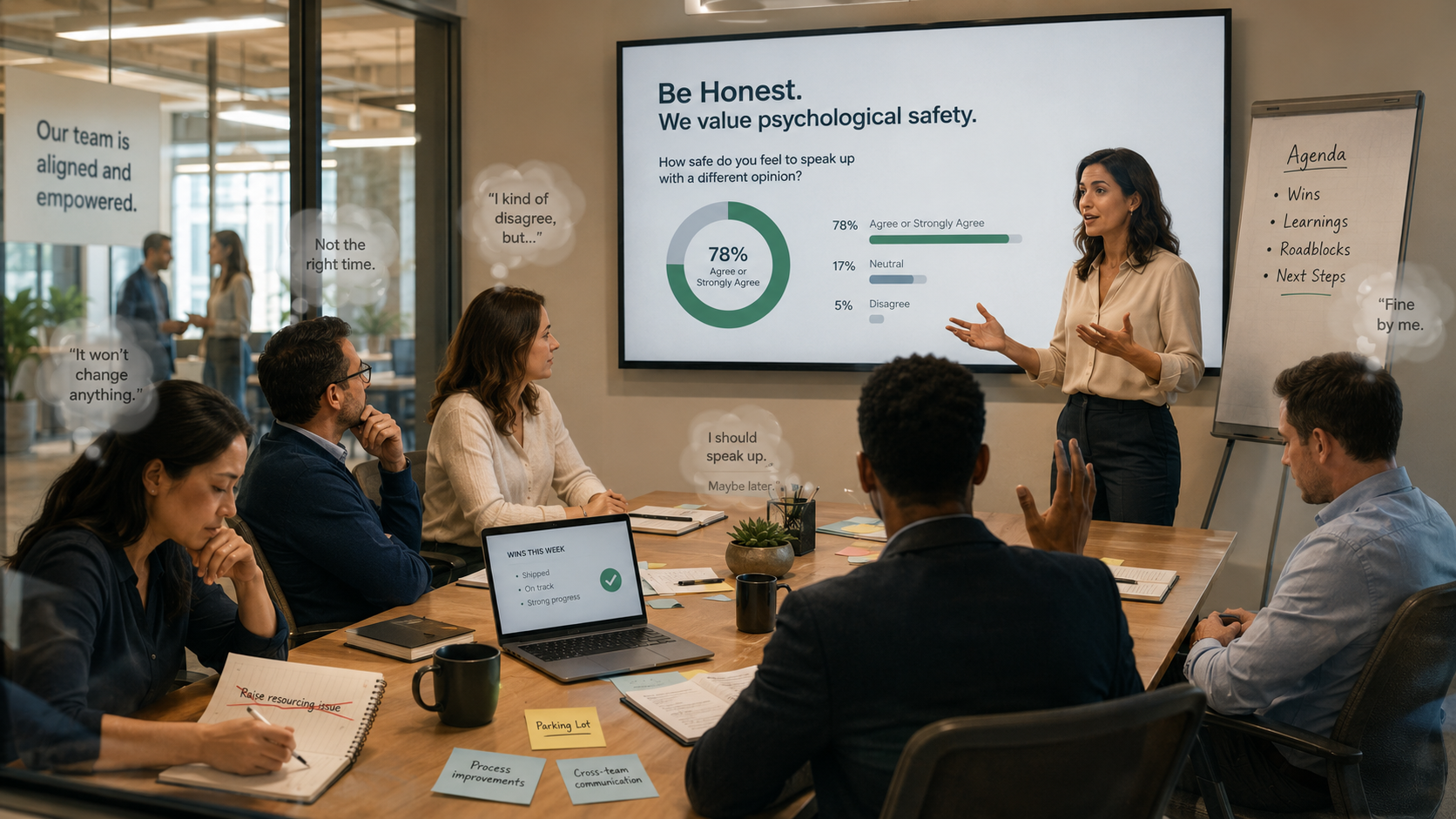 A quarterly culture survey arriving too late to catch declining team honesty in meetings